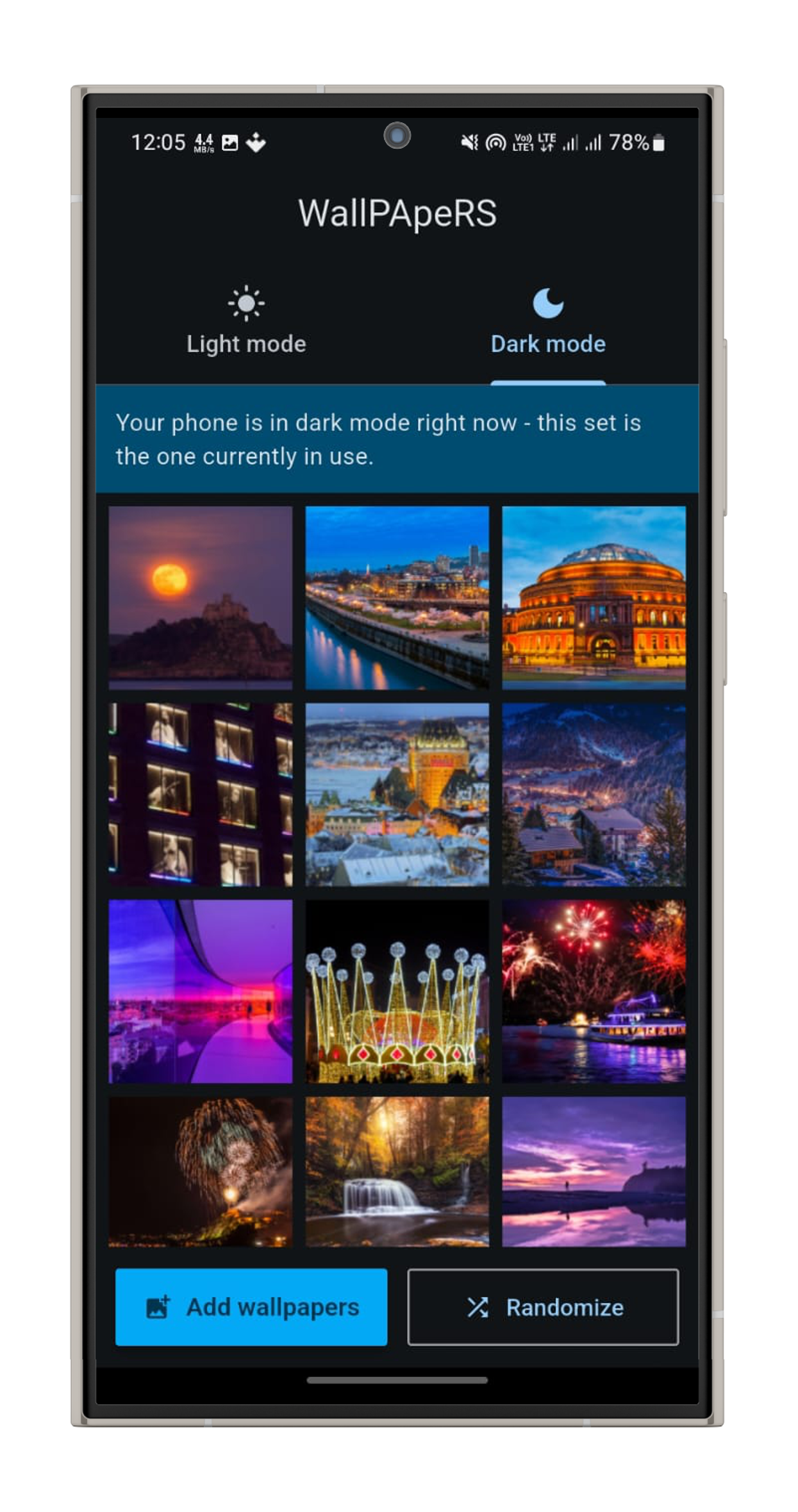 Now showing screen in the Background Changer app