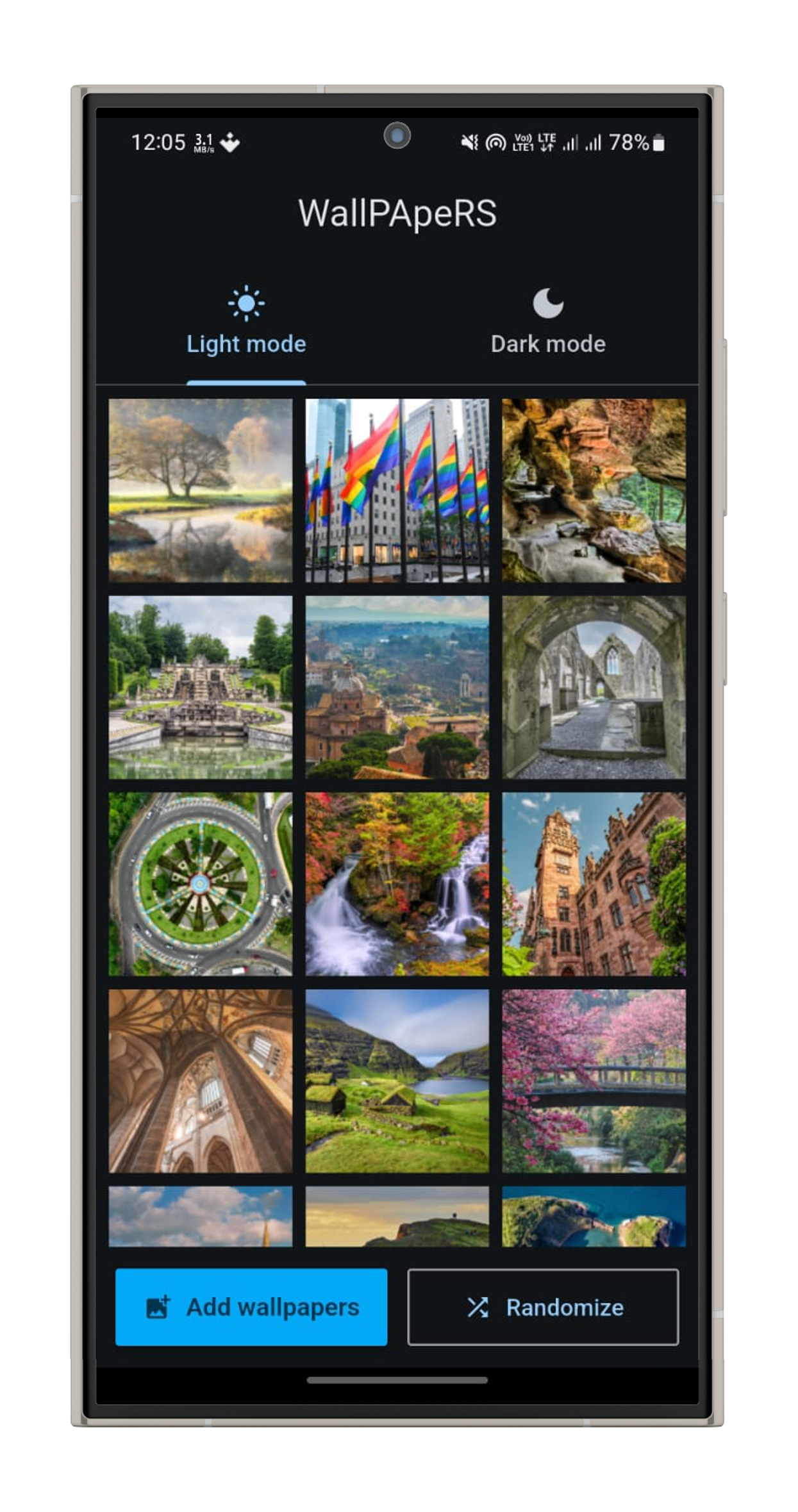 Your collection screen in the Background Changer app