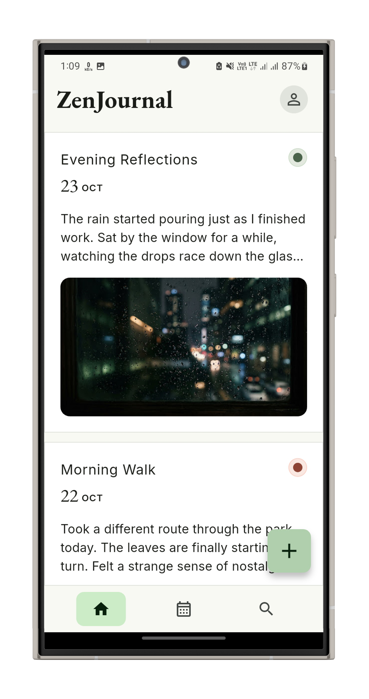 Today's entry screen in the Journal app